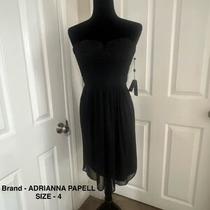 Adrianna Papell Black Strapless Sweetheart Cocktail Dress